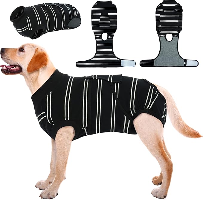 Kuoser Dog Surgery Suit, Surgical Onesie for Dogs Female Spay, Soft Dog Recovery Suit Male Neuter, Pet Abdominal Surgery Shirt Dog Body Suits After Surgery Wear, Anti Licking Dog Cone Alternative, XL