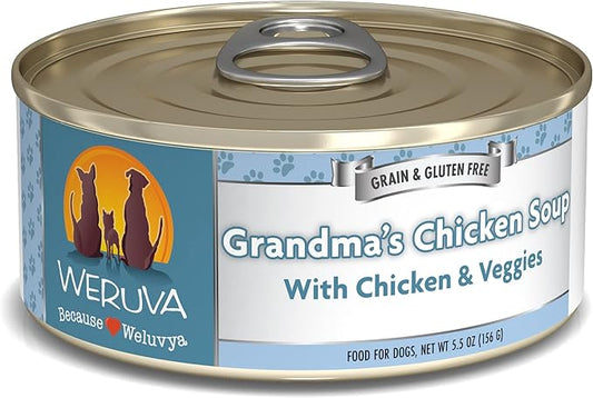 Weruva Classic Dog Food, Grandma's Chicken Soup with Chicken Breast & Veggies, 5.5oz Can (Pack of 24), Blue (4124)