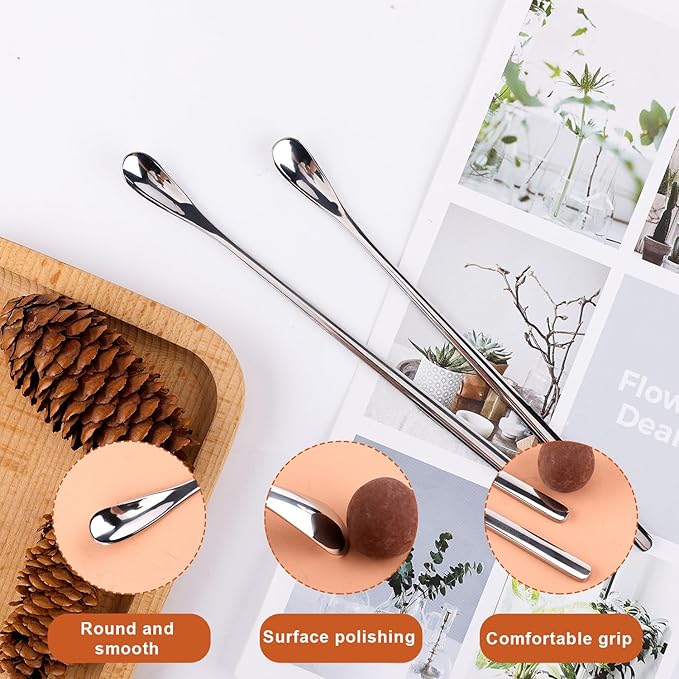 2pcs Reptile Food Spoons, Reptile Feeding Spoon Long Handle Fruit Mixing Stirring Food Scoop Pet Feeding Tool Fit for Crested Gecko Lizard Gargoyle Bearded Dragon and Other Small Animals