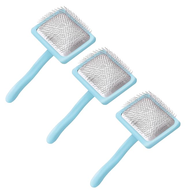 Pet Slicker Brush With Soft Massage Grooming Stainless Steel Pins - For Dematting, Shedding Fur, and Undercoat - Ideal Gift for Professional Pet Groomers - Long Slicker Brush - Flying Pawfect