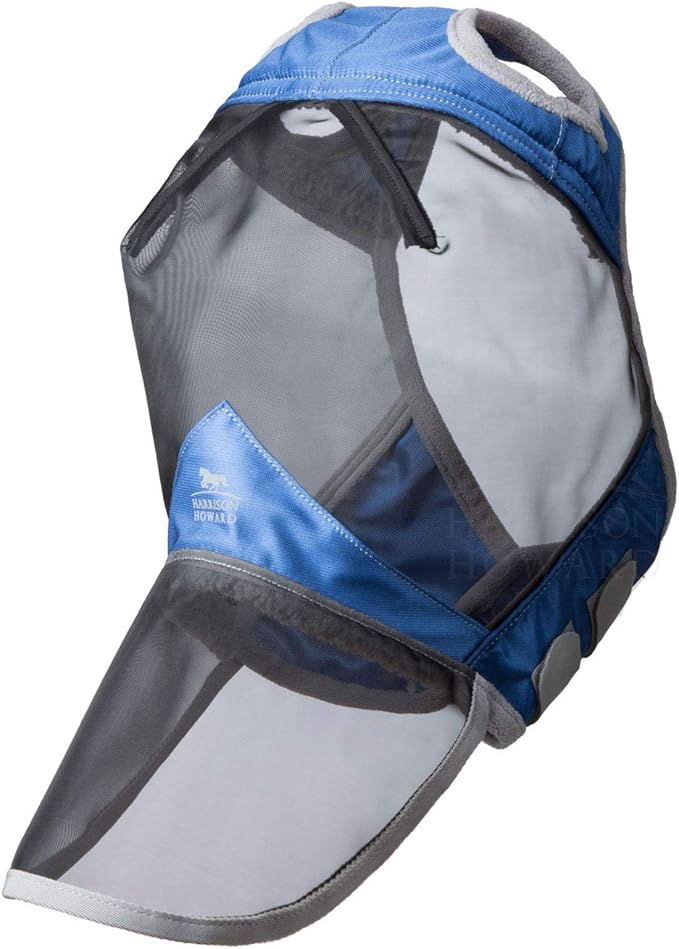 Harrison Howard CareMaster Pro Luminous Horse Fly Mask Large Eye Space Full Face Standard with Nose No Ears Aquamarine S Pony