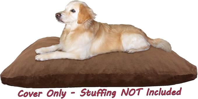 Dogbed4less 47X29X4 Inches Extra Large size Brown Color Denim Jean Dog Pet Bed External zipper Cover - Replacement cover only