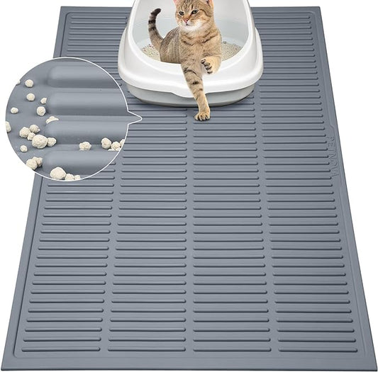 Rubber Large Litter Mat: Cat Litter Trapping Mat - Easy Clean Kitty Litter Catcher Mat (32" x 21")