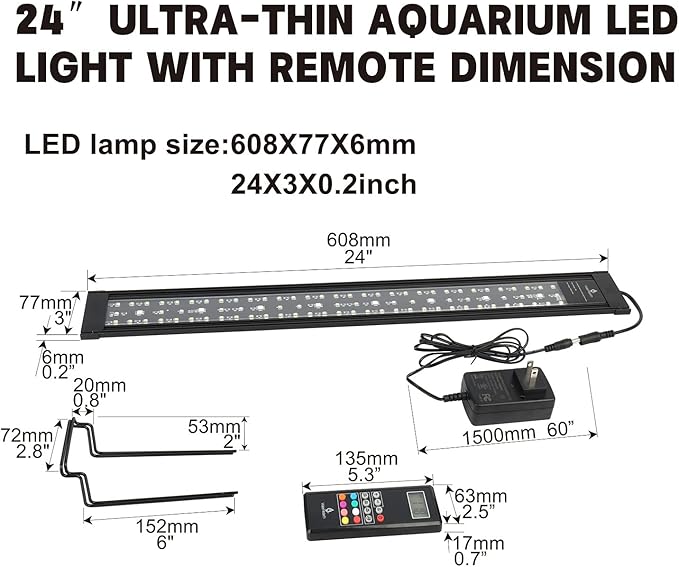 Aquarium Lights Fish Tank Light (Remote Controller Version, 24-30‘’)
