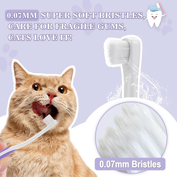 Cat Toothbrush Complete Kitty Dental Care Kit with Teeth Whitening Tracker - Premium Brushes for Cats, Easy Oral Hygiene & Gap Cleaning-cat