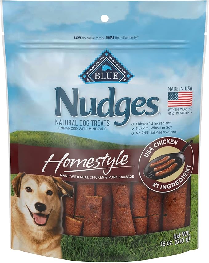 Blue Buffalo Nudges Homestyle Natural Dog Treats, Chicken and Pork, 18oz Bag
