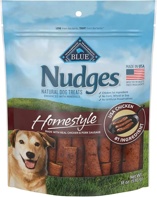 Blue Buffalo Nudges Homestyle Natural Dog Treats, Chicken and Pork, 18oz Bag