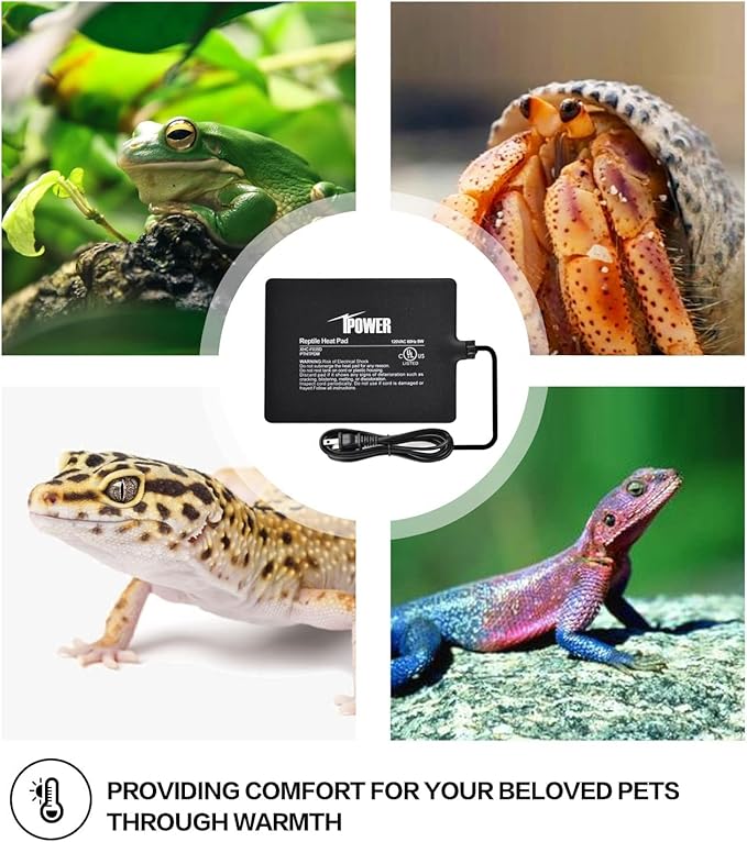 iPower Reptile Heat Pad Under Tank Terrarium Warmer Heating Mat for Turtle, Lizard, Frog, Snake, Reptile, and Other Small Animals, 6X8 Inch, 8W, 2 Pack