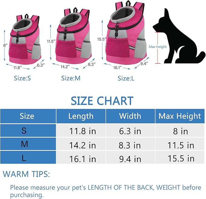 Dog carrier backpack dog carriers for small dogs Breathable head out Design with reflective safe Dog backpack carrier for Small Medium Dogs Cats