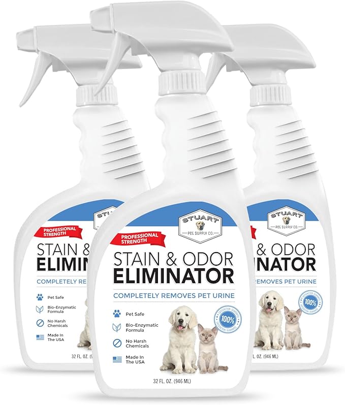 Professional Strength Pet Stain and Odor Eliminator Urine Odor Remover Pet Urine Enzyme Cleaner Enzymatic Cleaner for Dog Urine and Cat Urine Pet Odor Eliminator (32 oz.)