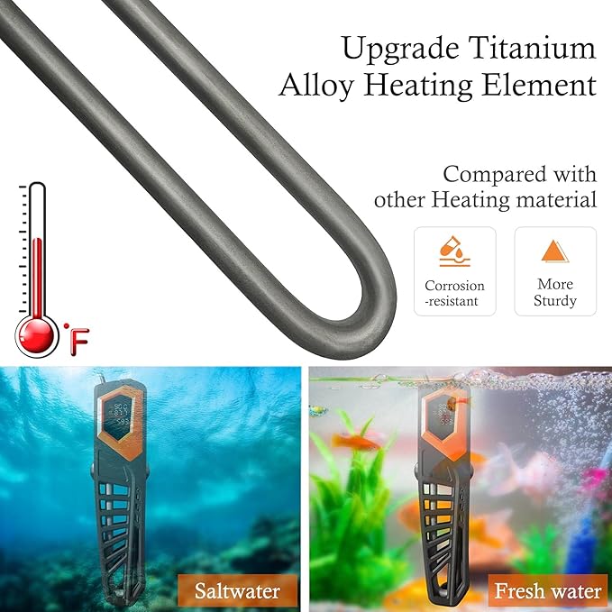 HITOP 600W Titanium Aquarium Heater - Digital Fish Heater with LED Temp Display and External Controller, for Large Fish Tank 75~180Gallon