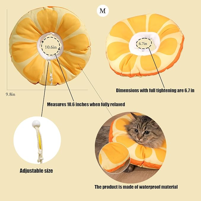 Cat Recovery Soft Collar.Waterproof Soft Recovery Cone Collar. Anti-bite and Anti-Lick Wound Healing Safe Adjustable Elizabethan Collar.(M)