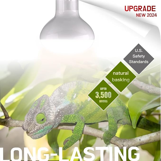 Reptile Heat Bulb Lamp, 2-Pack 100W Daylight Basking Spot, Bearded Dragon/Turtle/Lzard/Gecko Light Bulb, UVA Heat Lamp, Basking Light for Reptiles