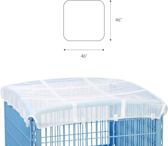 IRIS USA Dog Playpen Mesh Top, 46" x 46" Top Cover for IRIS USA 4-Panel Pet Playpen, Washable, Durable, Nylon Mesh Material, Playpen Not Included, White