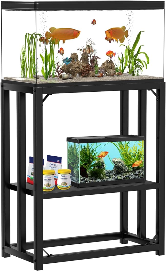 20 Gallon Fish Tank Stand, 20 Gallon Aquarium Stand, 24.8" L x 13" W Reptile Tank Stand, Metal Adjustable Tank Stand for Home Office, 660LBS Capacity