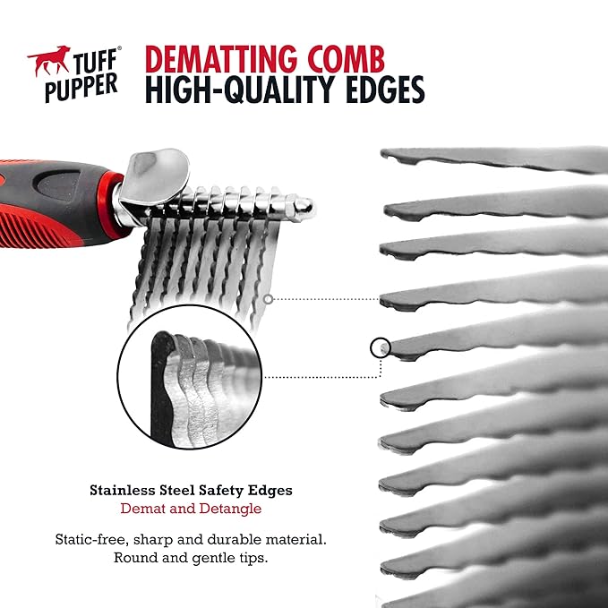 Detangling Comb For Dogs & Cats – Dematting Tool For Dogs Easily & Safely Remove Dead, Matted Or Knotted Hair | Ergonomic, No-Slip Safety Handle Provides Precision Control Against The Toughest Knots