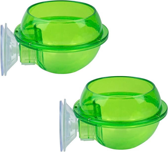 AUEAR, 2 Pack Reptiles Suction Cup Feeder Chameleon Feeding Food Cricket Bowl Water Dish Gecko Ledge Supplies Accessories for Gecko Lizard Bearded Dragon