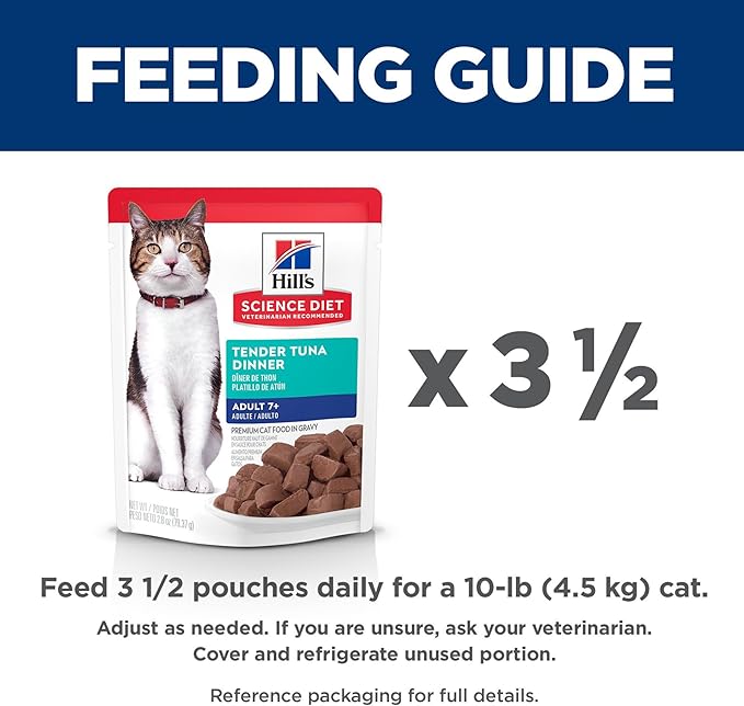 Hill's Science Diet Adult 7+, Senior Adult 7+ Premium Nutrition, Wet Cat Food, Tuna Stew, 2.8 oz Pouch, Case of 24