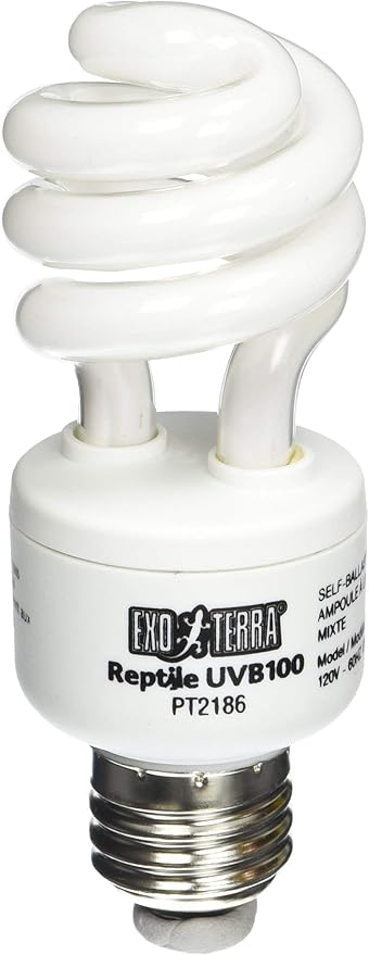 Exo Terra Repti Glo 5.0 Tropical Terrarium Lamp, Compact Fluorescent Reptile Bulb, 13 Watts, PT2186A1, whites & tans
