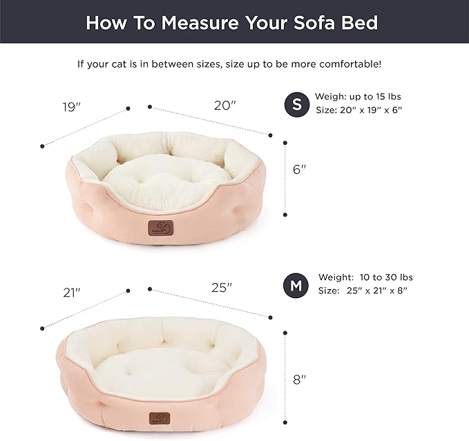 Bedsure Dog Beds for Small Dogs - Round Cat Beds for Indoor Cats, Washable Pet Bed for Puppy and Kitten with Slip-Resistant Bottom, 25 Inches, Peach Pink