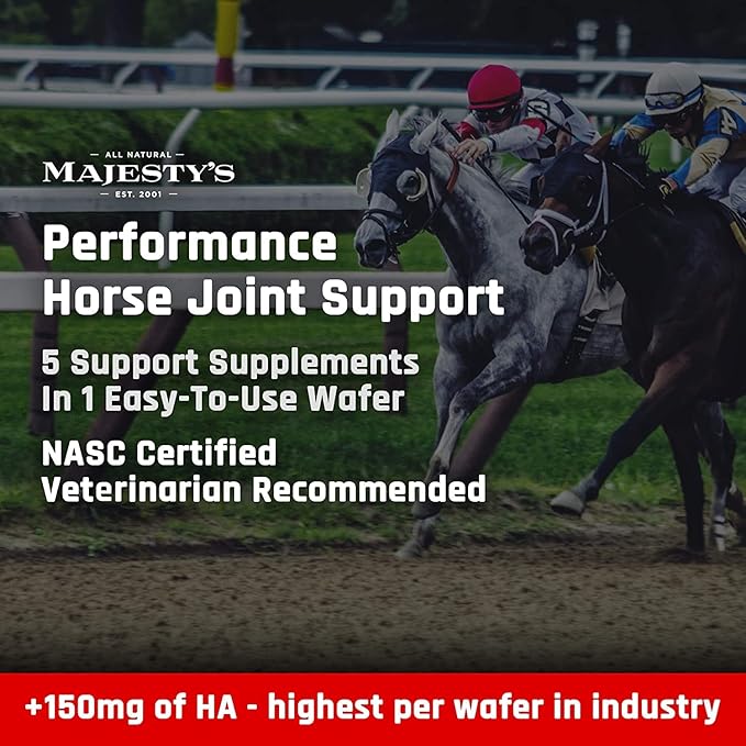 Majesty's Flex HA Wafers - Superior Performance Horse/Equine Joint Support Supplement - HA, Vitamin C, Yucca, Glucosamine (Regular, 2 Pack(120 Count Total))