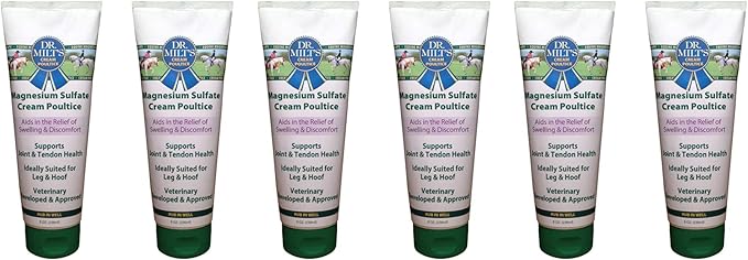 Horse Topical Epsom Salt Pain Relief Ointment Rub: Poultice and Liniment Cream. Case of 6-8oz Cream