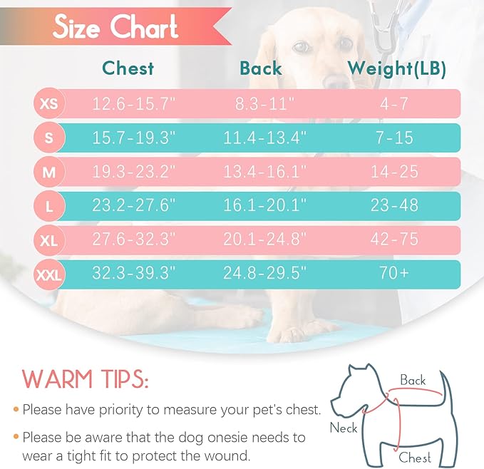 FUAMEY Recovery Suit for Dogs After Surgery,Soft Breathable Dog Bodysuit E-Collar & Cone Alternative Surgical Suit,Male Female Dog Neuter Spay Suits Anti Licking Wounds Onesie Mint Green Stripes XS