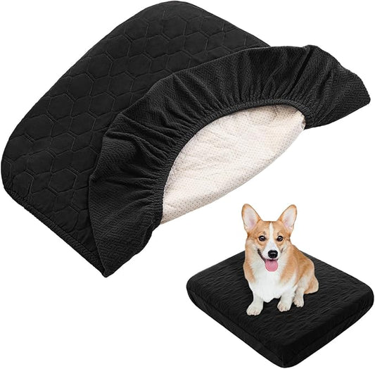 nanbowang Waterproof Dog Bed Covers Replacement Washable Pet Hair Easy to Remove, Dog Pillow Cover Quilted, Pet Bed Cover Lovely Puppy Bed Cover for Dog/Cat 20x30 Black