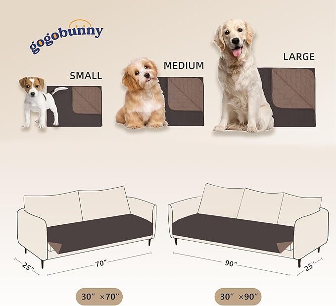 gogobunny 100% Double Sided Waterproof Dog Blanket Soft Pet Bed Cover Reversible Protect Furniture Couch Sofa Car for Puppy Large Dog Cat (Dark Coffee/Light Coffee, 30x90 Inch (Pack of 1))