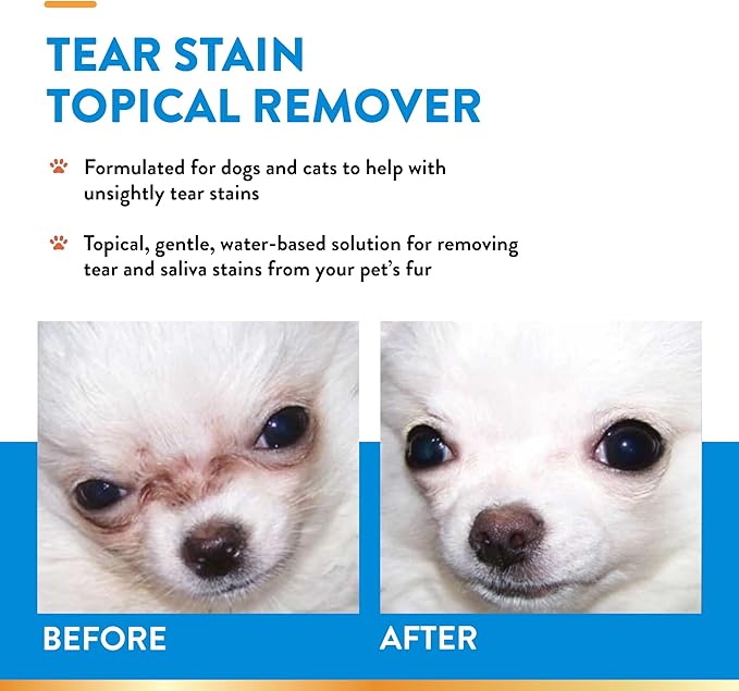 NaturVet – Tear Stain Topical Remover Plus Aloe – 4 oz | Eliminates Unsightly Tear & Saliva Stains | Gentle, Water-Based Formula | for Dogs & Cats