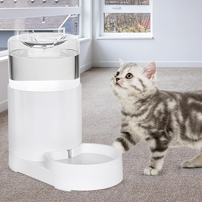 RIZZARI Automatic Pet Waterer, 3L Gravity Water Dispenser, 100% BPA-Free, Large Capacity Water Feeder for Cats and Small and Medium-Sized Dogs (3L,with Filter)