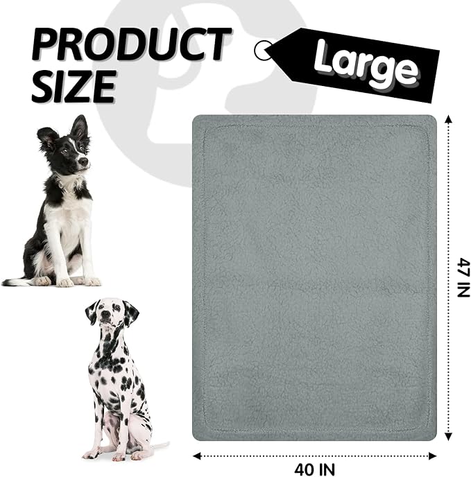 furrybaby Dog Blanket Soft Dog Blankets for Large Dogs Puppy Essentials Washable Sherpa Fleece Cat Blanket 40x47 Inches for Bed Furniture Couch Sofa (Large, Grey)