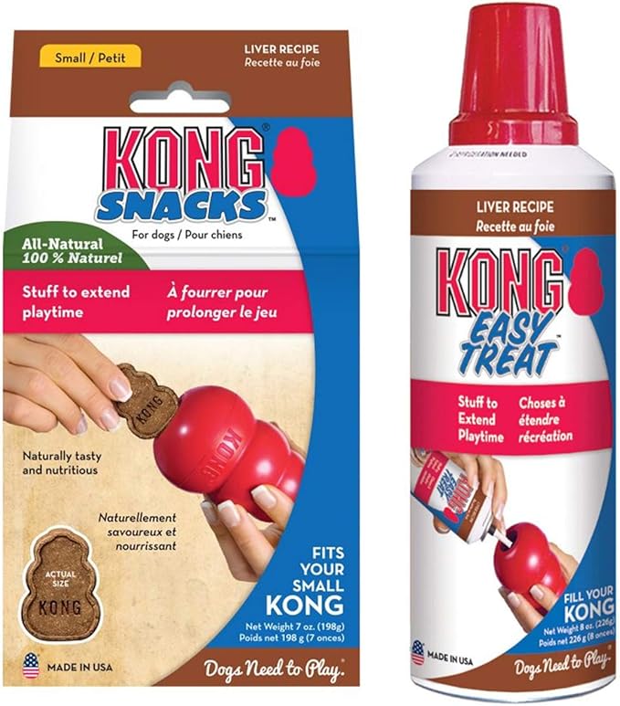 KONG - Treats Combo Pack - Easy Treat Paste and Dog Snacks - Liver Flavor for Small Dogs