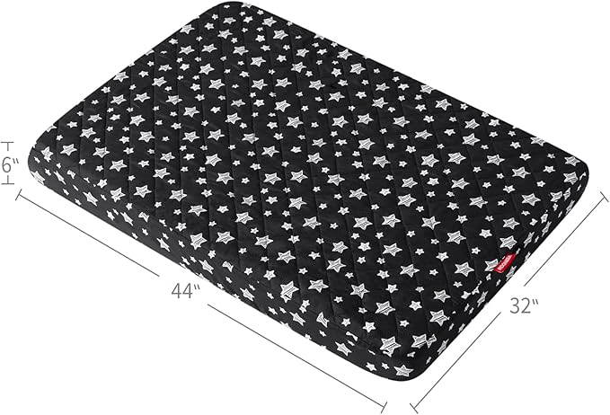 Dog Bed Covers Replacement Washable Pet Hair Easy to Remove, Waterproof Dog Bed Covers Noiseless Quilted, Pet Bed Cover Lovely Black Star Print, Puppy Bed Cover 32x44 Inches, for Dog/ Cat, Cover Only