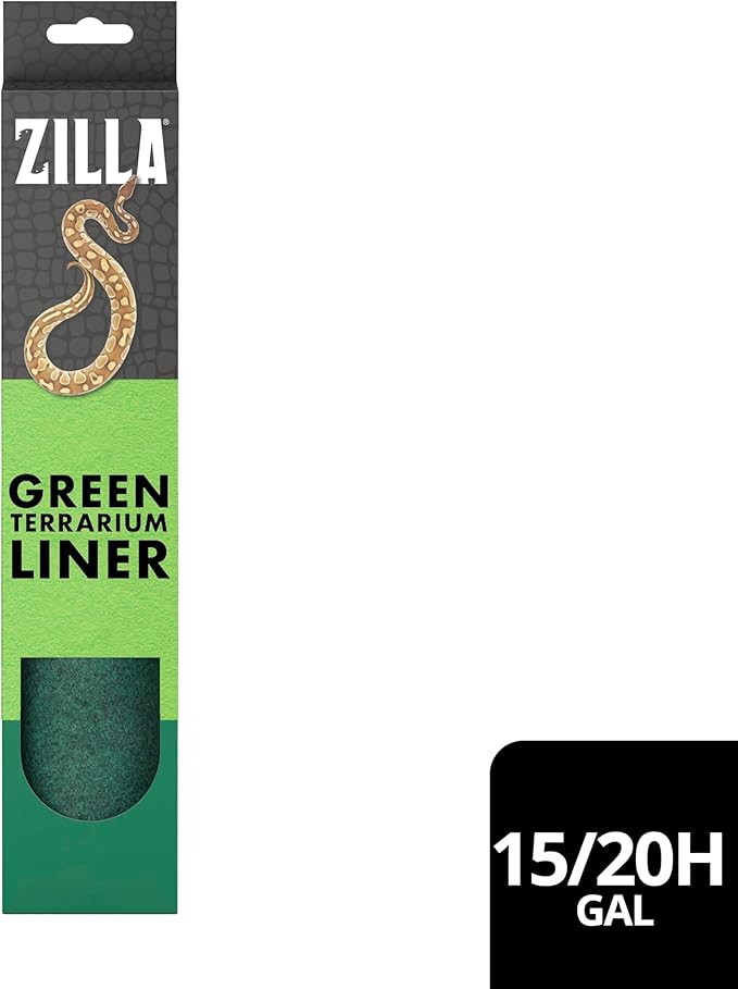 Zilla Reptile Terrarium Liner, Odor Reducing, Non-irritating, Ideal for Juvenile Reptiles and Tropical Habitats, Green, Fits Tank Size 15/20H Gallon, 11.75” x 23.5”, Package may vary