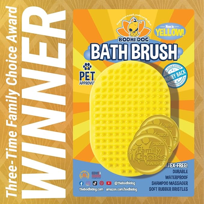 Bodhi Dog Shampoo Brush | Pet Shower & Bath Supplies for Cats & Dogs | Dog Bath Brush for Dog Grooming | Long & Short Hair Dog Scrubber for Bath | Professional Quality Dog Wash Brush