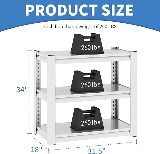 Fish Tank Stand,3-tier Rack Shelf heavy duty Metal Frame Aquarium Stand 20 Gallon,Reptile Terrarium Stand for 30 Gallon Long Aquarium,Reptile Tank Stand,Breeder Tank Stand,31.5"*18"*34"White