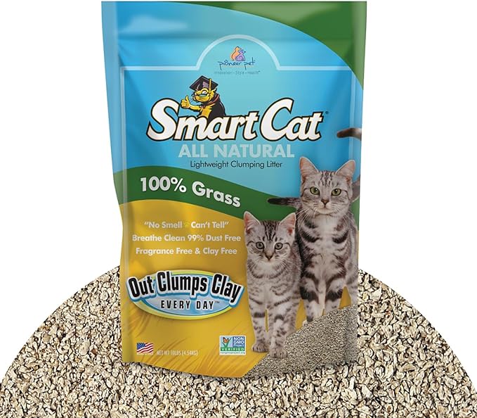 All Natural Clumping Cat Litter, 10 Pound (160oz 1 Pack) - Alternative to Clay and Pellet Litter - Chemical and 99% Dust Free - Unscented and Lightweight