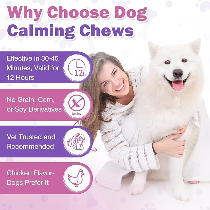 Hemp Calming Chews for Dogs 200pc Dog Calming Treat and Bites with Hemp Oil - Anxiety and Stress Relief Treats for Dogs Puppy Melatonin Sleep Aid Calm Dog with Noise,Thunder,Barking,Separation,Chewing