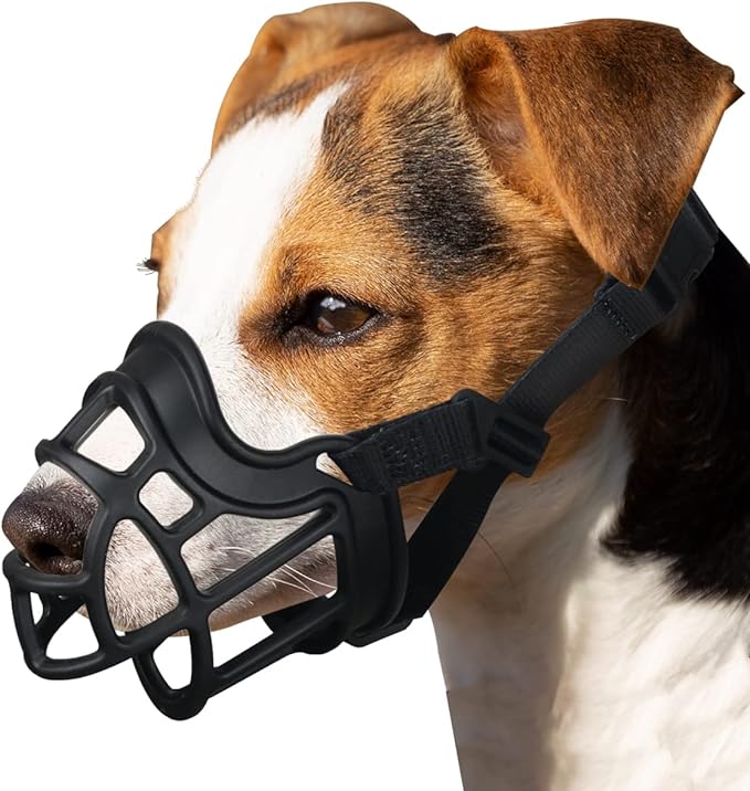 BARKLESS Dog Muzzle, Basket Muzzle Anti Biting Chewing, Sturdy Lightweight Muzzle Allows Panting Drinking, Cage Muzzle for Small Medium Large Dogs, Suitable for Grooming Trimming Training