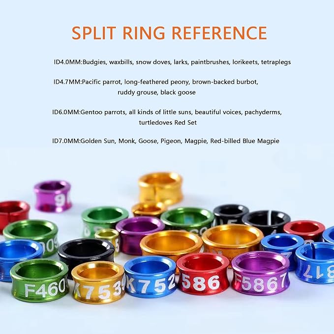 80 Pcs Open Bird Ring Leg Bands,Ultra Lightweight Aluminum Bird Recognition Foot Rings for Parrots,Hibiscus Birds,Peonies,Pigeons,Quails,Rutin Chickens etc (ID:4MM)