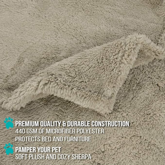 PetAmi Fluffy Waterproof Dog Blanket for Small Medium Dogs, Soft Warm Pet Sherpa Throw Pee Proof Couch Cover, Reversible Cat Puppy Bed Blanket Sofa Protector, Plush Washable Pad (Taupe Camel, 24x32)