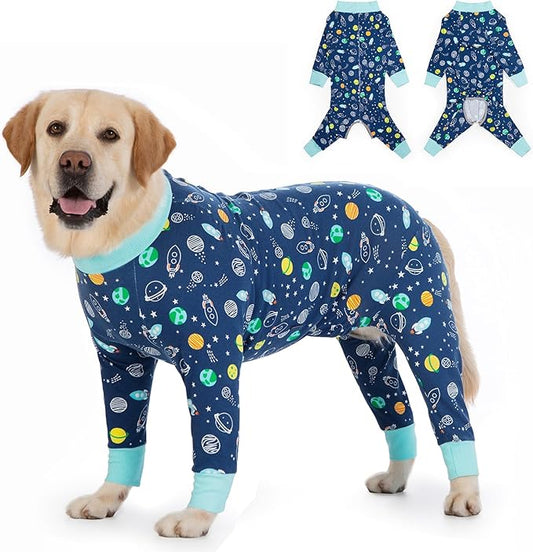 Recovery Suit for Large Medium Dogs After Surgery, Soft Breathable Anti Licking Dog Onesie E-Collar & Cone Alternative, Pet Bodysuit for Preventing Hair Loss Full Cover Wound(5XL, Rocket)