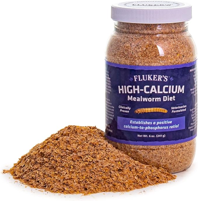 Fluker's High Calcium Mealworm Diet, Can Be Used as a Gut-Loading Food or Bedding, 6 oz