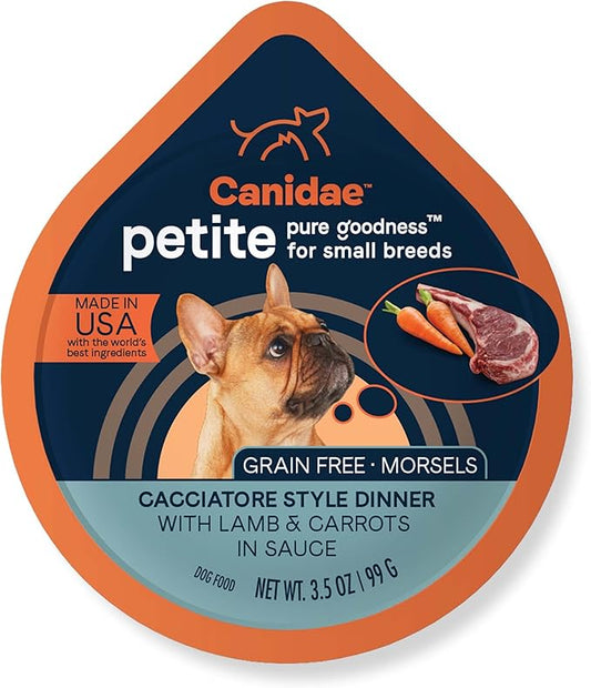 Canidae PURE Petite Limited Ingredient Premium Small Breed Wet Dog Food, Lamb and Carrot Morsels in Sauce, 3.5 Ounce (Pack of 12), Grain Free