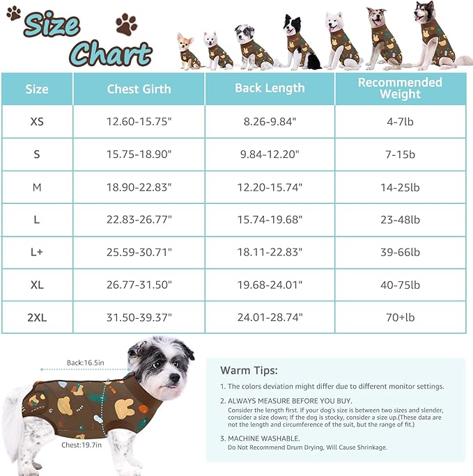 Recovery Suit for Dogs, Dog Surgery Recovery Suit with Zipper Closure Post Spay, Neuter, Abdominal Surgical Suit for Male Female Dogs Can Pee, Prevent Licking Dog Onesies, Brown Bear, M