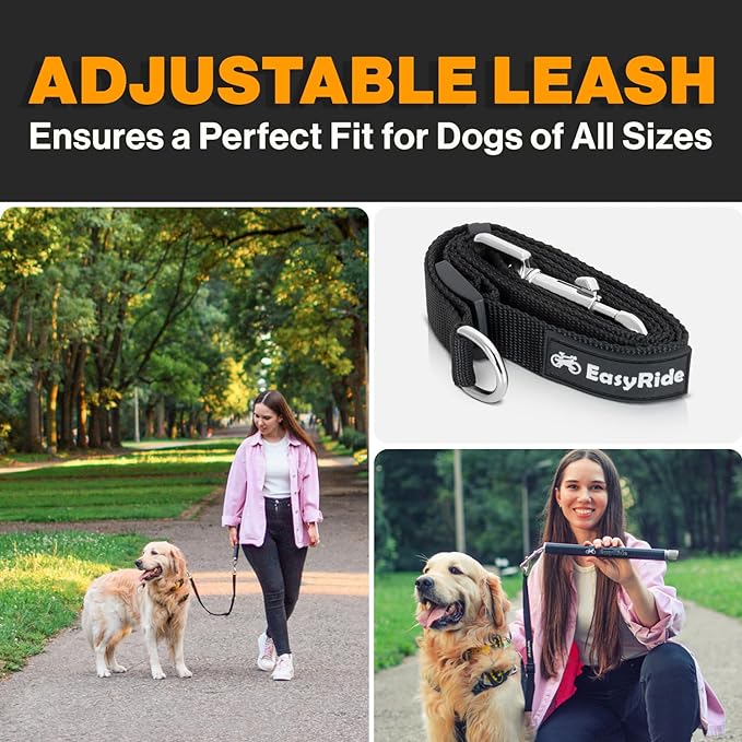 V2.0-180° Rotating Dog Bike Leash - with Shock Absorbers and Quick Attach Mechanism | Carbon Fiber | Detachable, Adjustable for The Smoothest Ride- Patent Pending