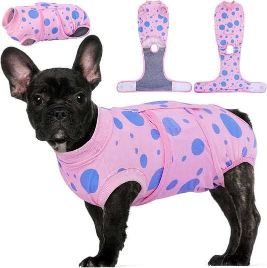 Kuoser Dog Recovery Suit, Professional Recovery Suit for Dogs After Surgery, Anti Licking Surgery Suit for Female Dogs Spayed, Male Dogs Surgical Neuter Suit Soft Dog Onesie, Pink XS