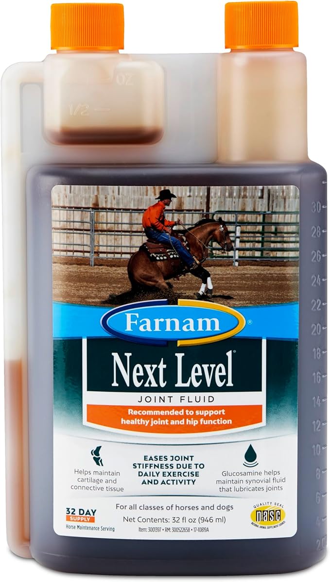 Farnam Next Level Horse Joint Supplement for Horses & Dogs, Helps Maintain Connective Tissue to Ease Joint Stiffness Due to Daily Activity, 32 oz, 32 Day Supply