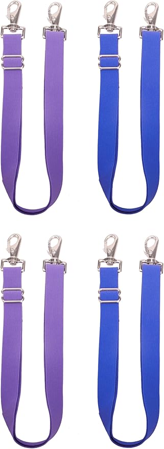 Pack of 6 Adjustable Length Elastic Leg Straps for Horse Blankets,Horse Blanket Sheet Replacement Elastic Leg Strap (4, 2Blue+2Purple)